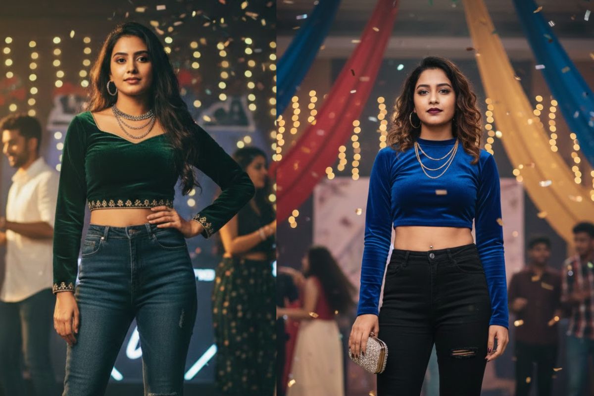 Velvet Top Design: क्रॉप से फुल स्लीव तक, देखें वेलवेट टॉप्स के बेस्ट डिजाइन आइडियाज 1 Crop Velvet Top Design