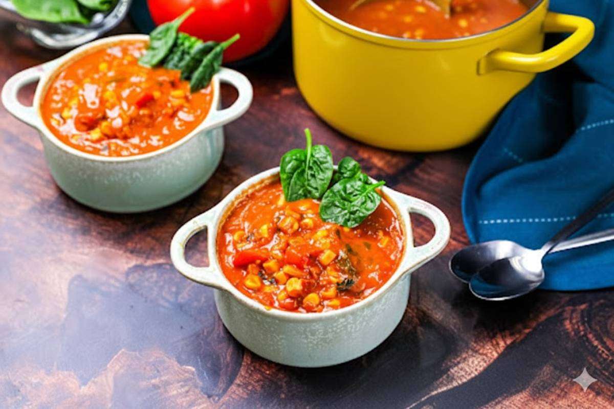 Moong Dal Spinach Tomato Soup Recipe