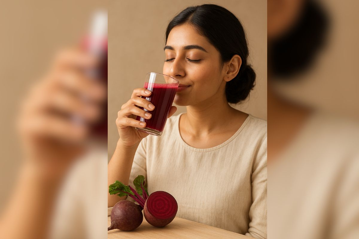 a girl drinking pre bridal glow drink (AI Generated)