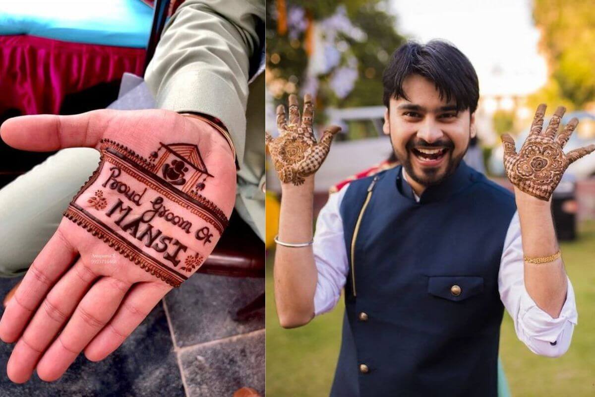 dulha front hand mehndi