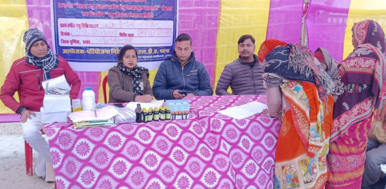 शिविर में चार पशुओं का किया गया इलाज