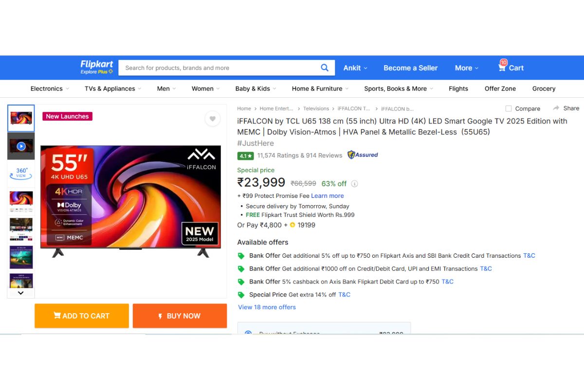 Flipkart Buy Buy Sale: 55 इंच Smart Tv के दाम लुढ़के, 30 हजार से नीचे मिल रहे प्रीमियम ब्रांड, मिस न करें ये डील 3 Iffalcon Tcl 55 Inch Smart Tv