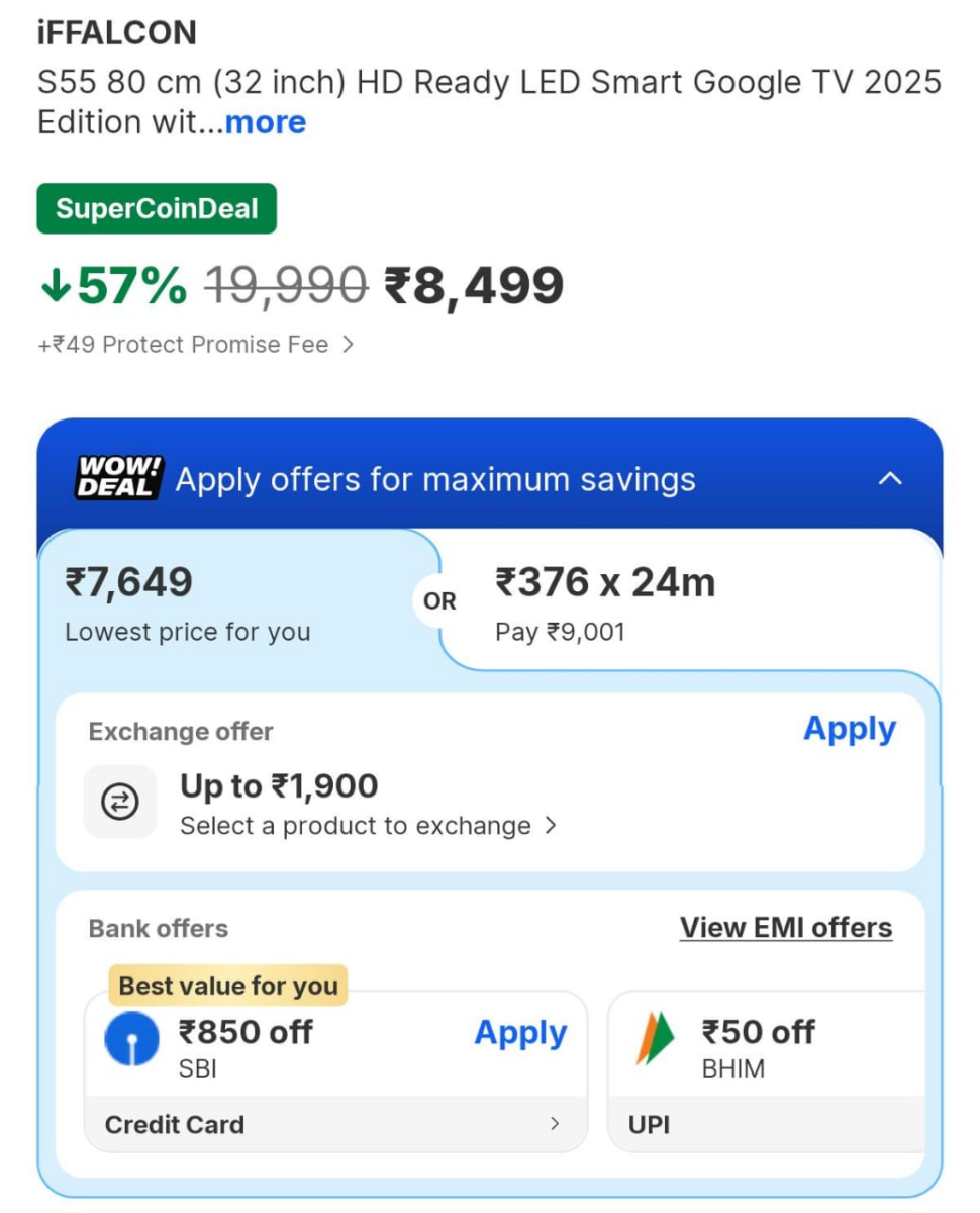 सस्ते में Smart Tv खरीदने का आज गोल्डन चांस, Flipkart Sale खत्म होने से पहले लपक लें ये ऑफर्स 5 Image 123