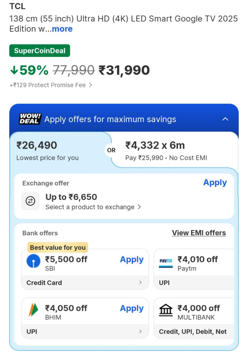 सस्ते में Smart Tv खरीदने का आज गोल्डन चांस, Flipkart Sale खत्म होने से पहले लपक लें ये ऑफर्स 3 Image 125