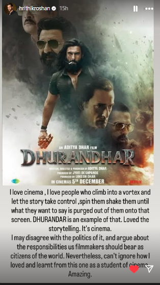 Dhurandhar को लेकर ऋतिक रोशन ने फिर तोड़ी चुप्पी, कहा- मेरे दिमाग से नहीं निकल रही, पार्ट 2 को लेकर कह दी बड़ी बात 2 Image 134