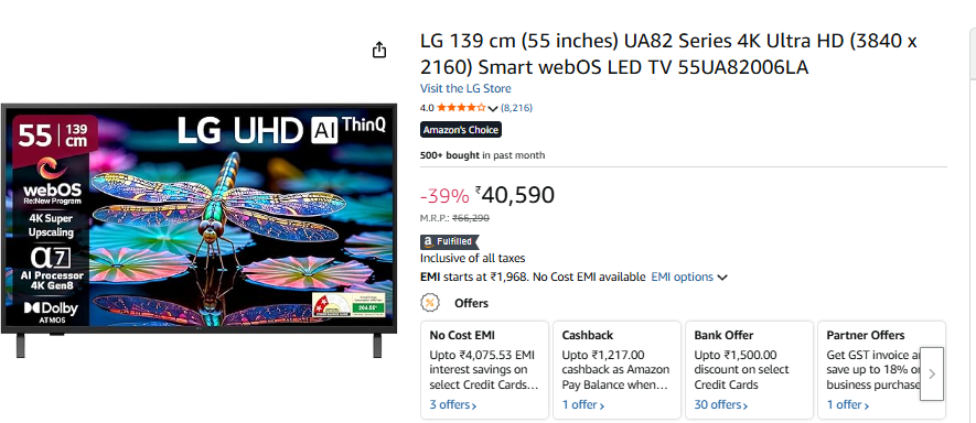 Amazon पर Smart Tvs के गिरे दाम, सस्ते में मिल रहा घर को थियेटर बनाने का मौका 3 Image 154