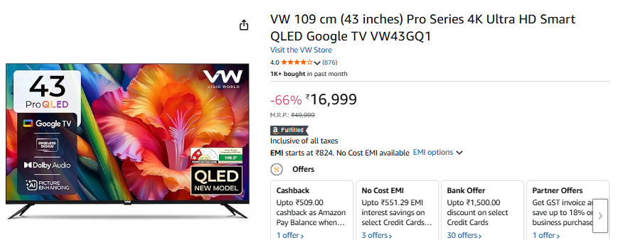 Amazon पर Smart Tvs के गिरे दाम, सस्ते में मिल रहा घर को थियेटर बनाने का मौका 1 Image 155