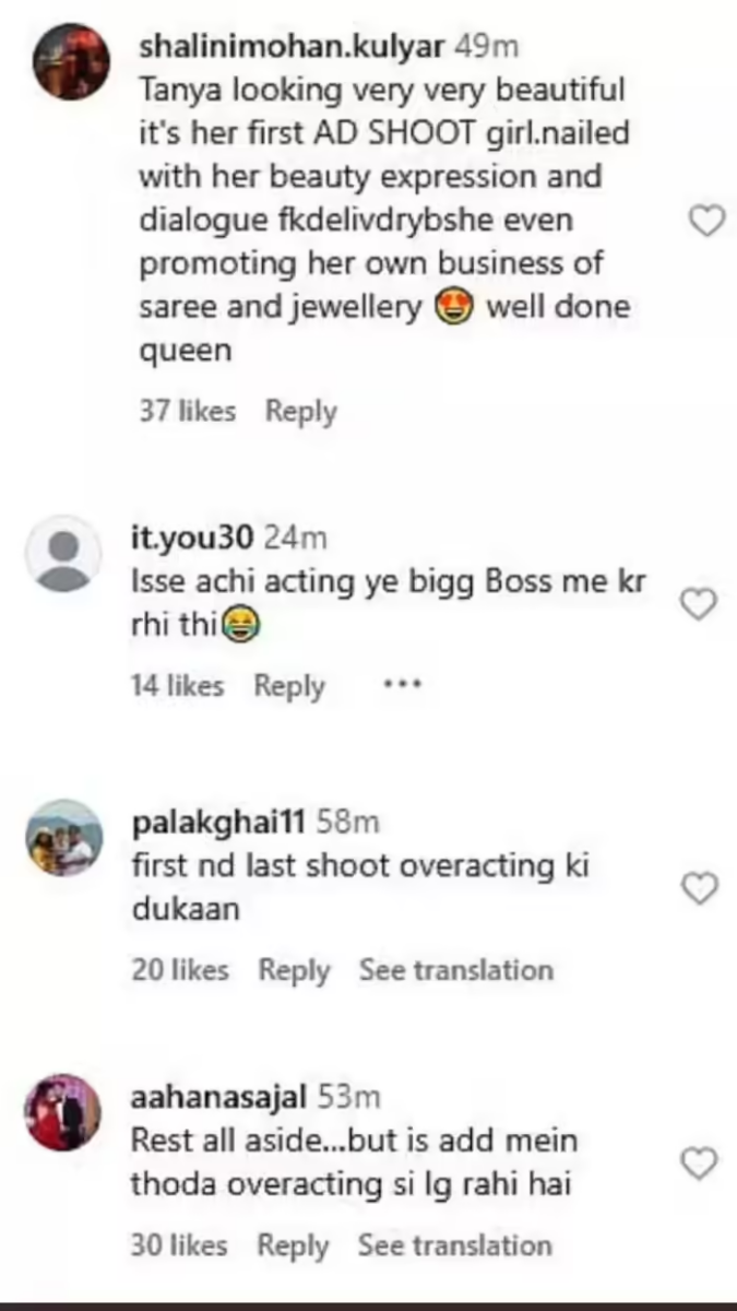 Tanya Mittal Video Ad: आ गया तान्या मित्तल का पहला एड, लोगों ने कहा- इससे अच्छी एक्टिंग घर के अंदर थी 1 Image 168