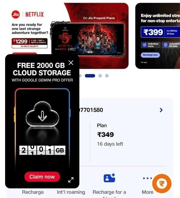 349 रुपये में Jio दे रहा Free 2Tb Google One Storage, जानिए क्लेम करने का तरीका 4 Image 180