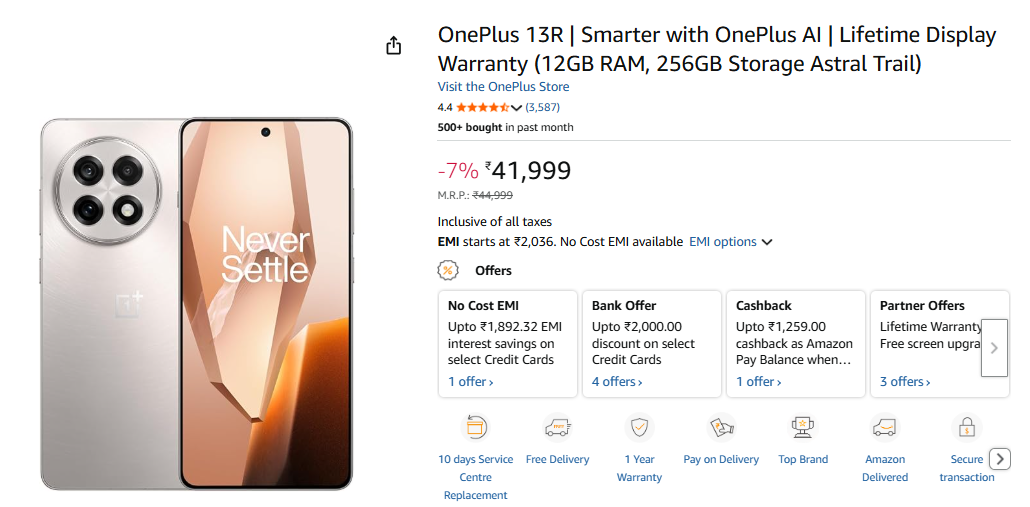 Oneplus Community Sale: स्मार्टफोन्स पर भारी छूट, Tws की कीमत सिर्फ 1149 रुपये से शुरू 5 Oneplus 13R Price Details