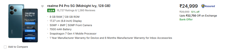 Iphone और Galaxy छोड़िए, 30 हजार के अंदर ये फोन दे रहें जबरदस्त कैमरा क्वालिटी 3 Realme P4 Pro प्राइस