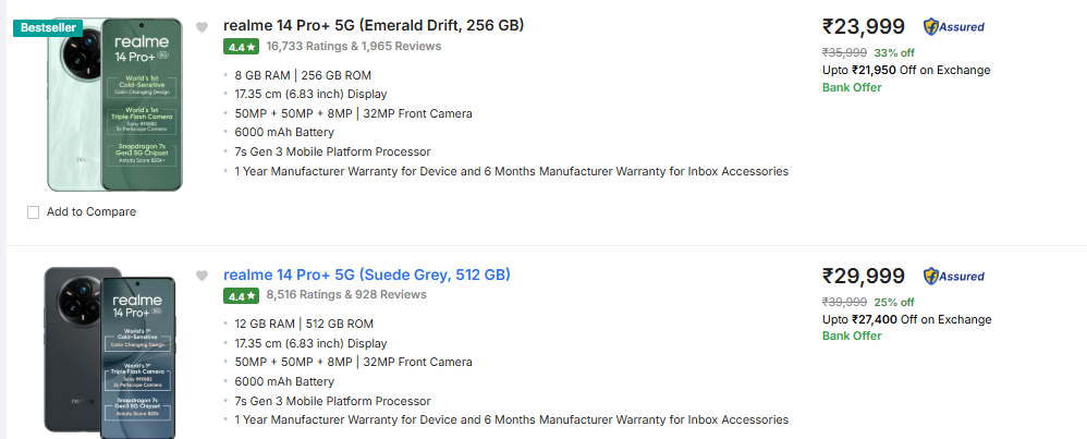 Iphone और Galaxy छोड़िए, 30 हजार के अंदर ये फोन दे रहें जबरदस्त कैमरा क्वालिटी 5 Realme 14 Pro+ की कीमत