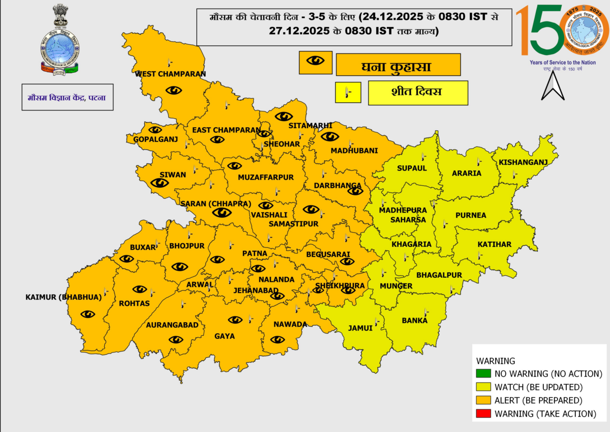 अगले 120 घंटे बिहार में बदला रहेगा मौसम का मिजाज, 26 जिलों में ऑरेंज और 12 जिलों में Imd का येलो अलर्ट 2 Image 274