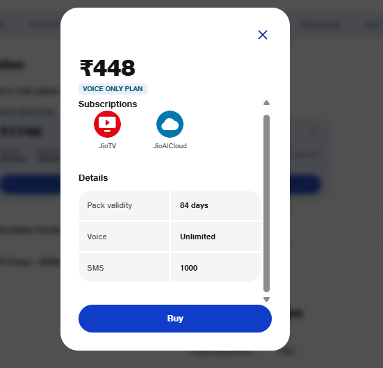 जियो का 448 रुपये वाला प्लान 