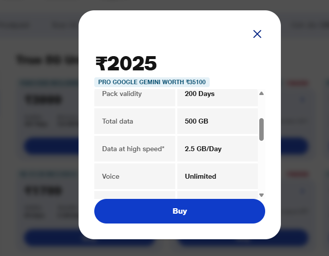 Jio के इस प्लान में मिलेगी 200 दिनों की वैलिडिटी, साथ में 35,100 रुपये वाला Gemini Ai Pro बिल्कुल Free 1 Image 64