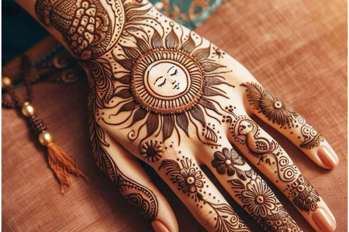 Attractive Mehndi Design Sun Mandala Design