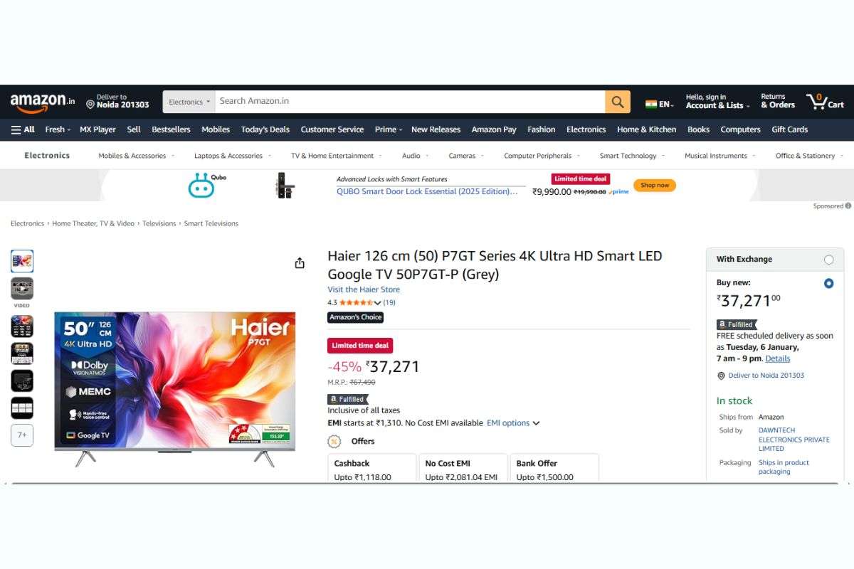 Haier 126 Cm (50) 4K Ultra Hd Smart Led Google Tv