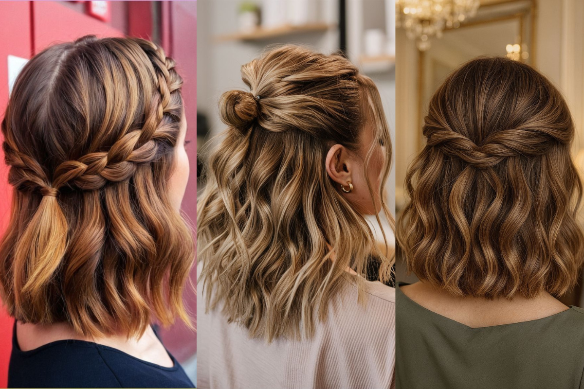 Half Up Half Down Short Hairstyle For Women