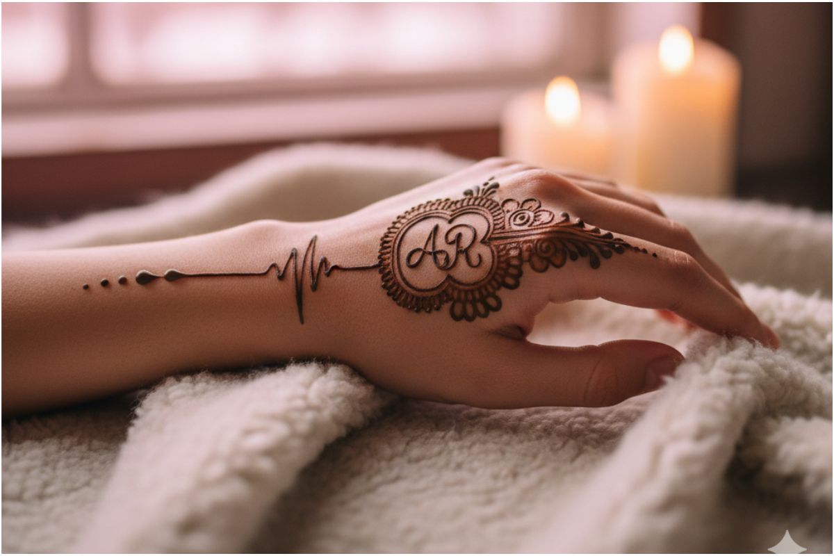 Trendy Mehndi Designs 2026: ये खूबसूरत मेहंदी डिजाइन जीत लेंगे आपके पिया का दिल 5 Heartbeat With Initials Trendy Mehndi Designs 2026