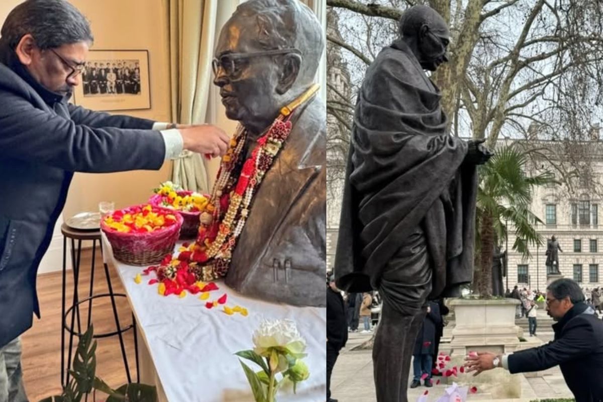 लंदन में भावुक हुए CM हेमंत सोरेन, आंबेडकर और गांधी जी को दी श्रद्धांजलि, कह दी ये बड़ी बात