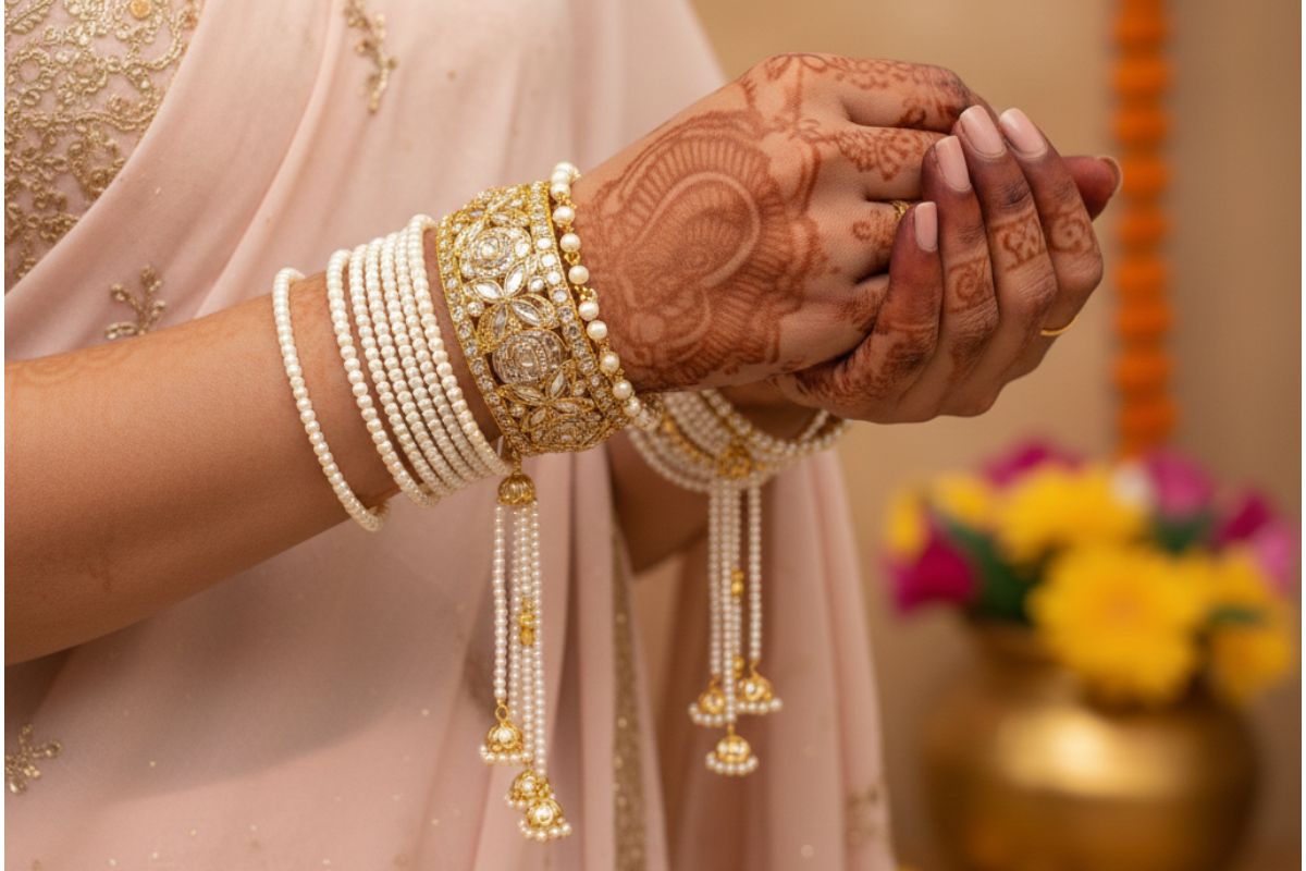 Pearl Stone Latkan Bangles