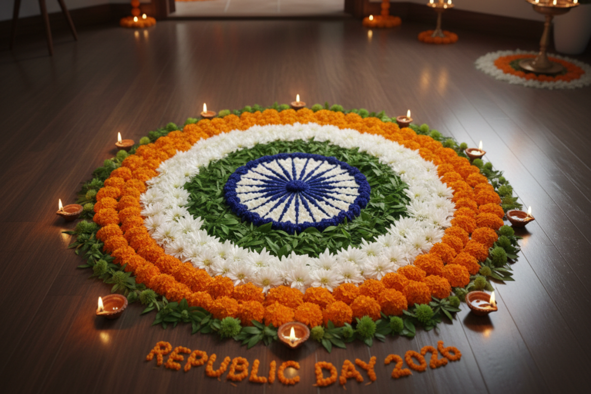 Republic Day Flower Rangoli