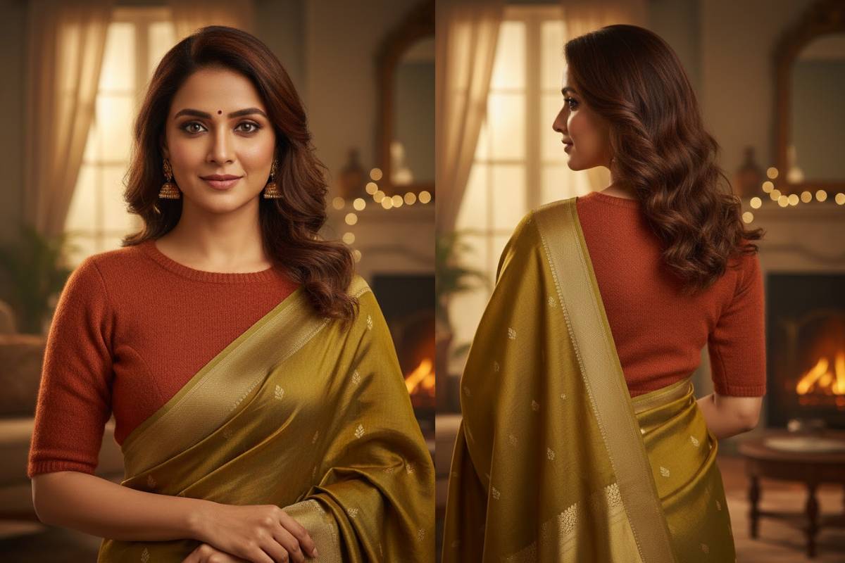 Round Neck Woolen Blouse Sweater