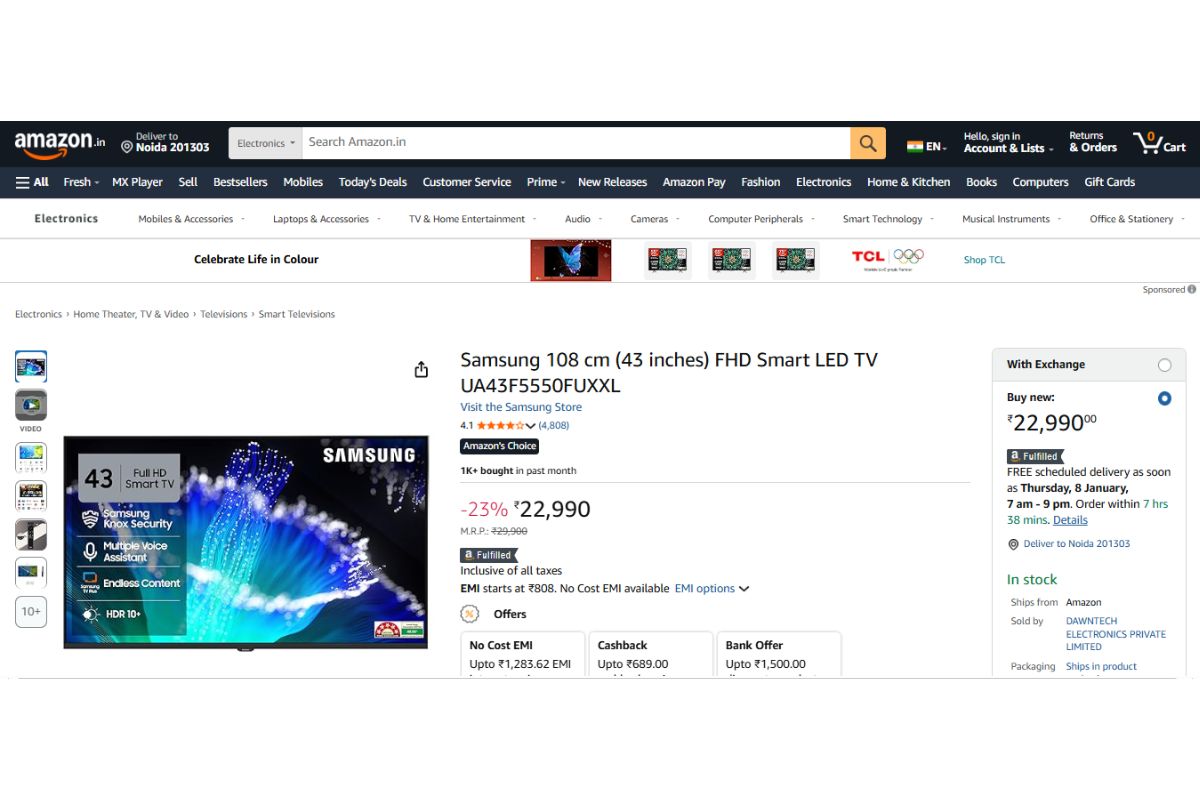 Samsung Fhd Smart Led Tv (43 Inches)