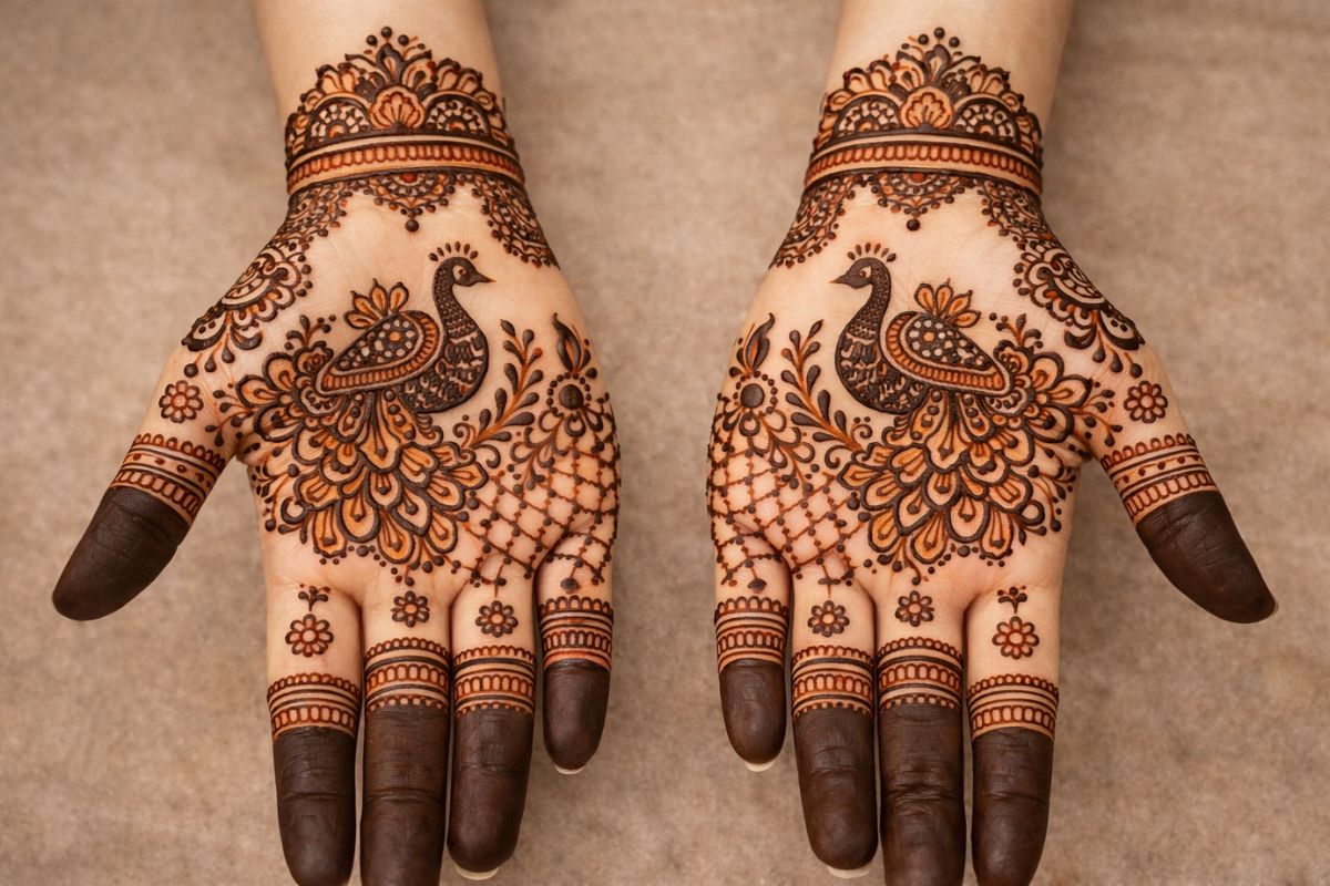 एआई सिंपल मोर लोहड़ी मेहंदी डिजाइन