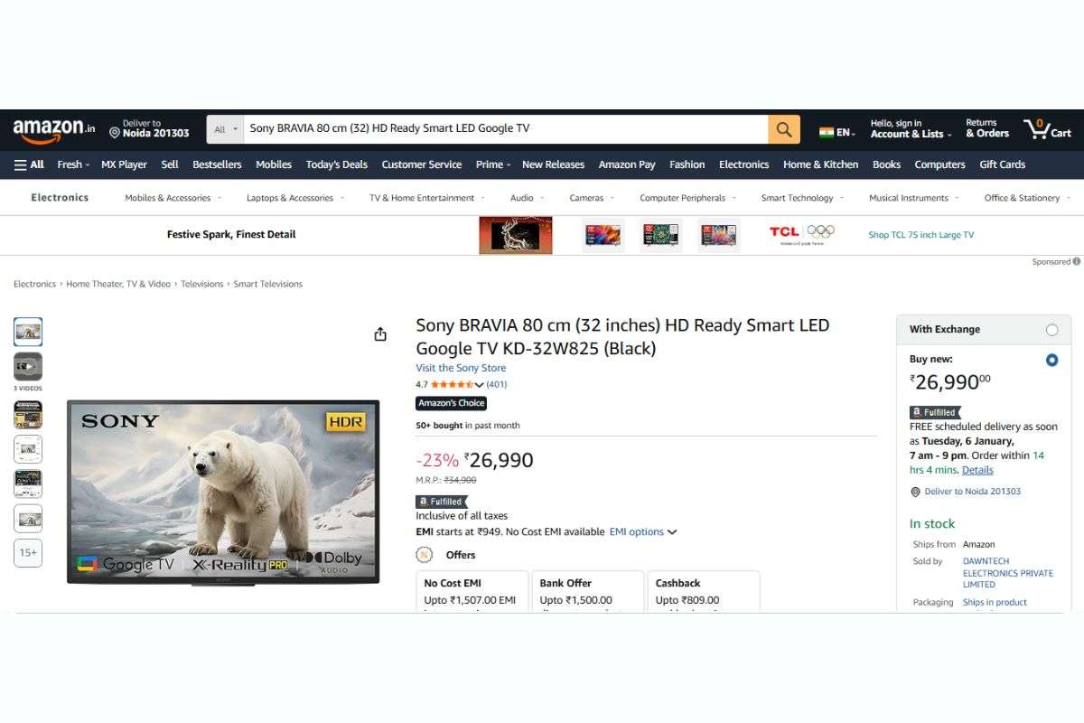 Sony Bravia Hd Ready Smart Led Google Tv  (32 Inch)