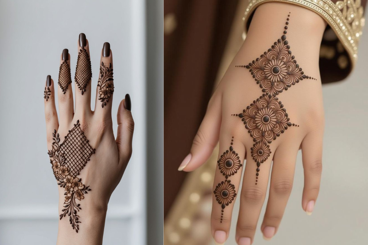 Straight &Amp; Geometric Mehndi Design