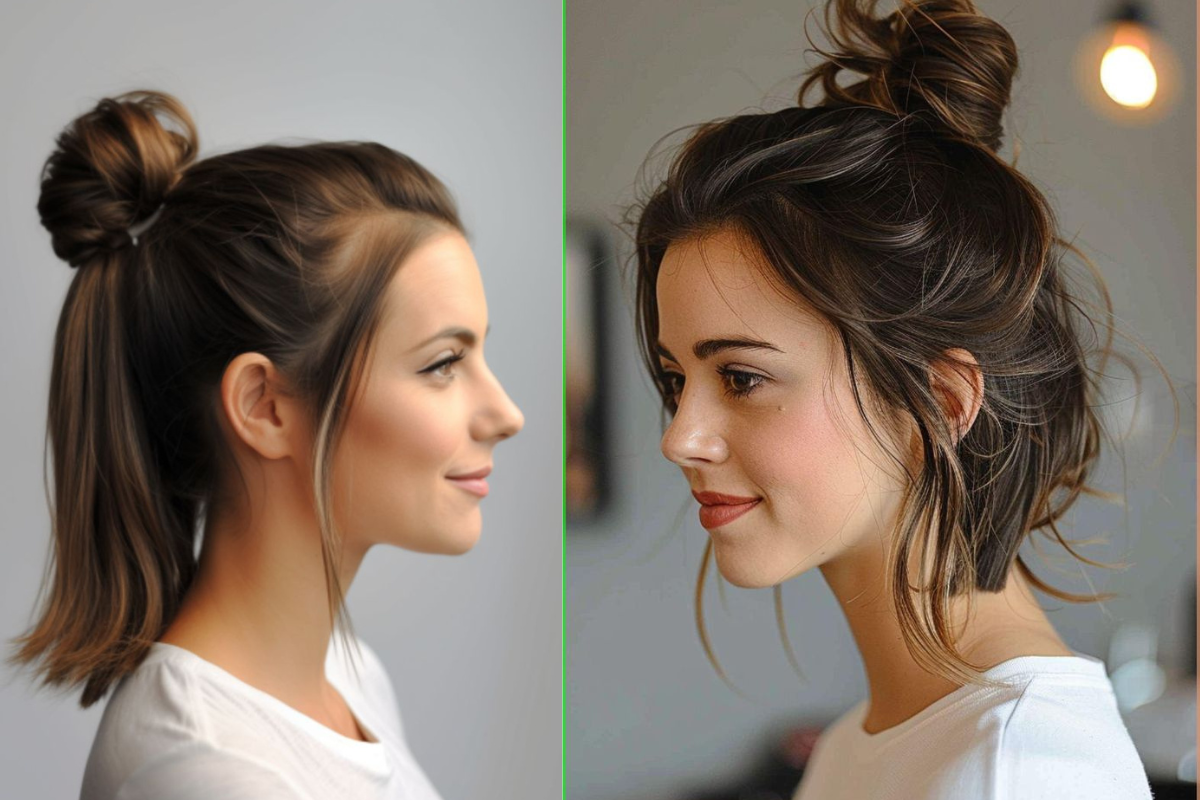 Top Knot Short Hairstyle For Women 