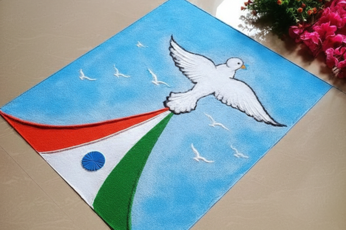 Tricolor Bird Rangoli Design