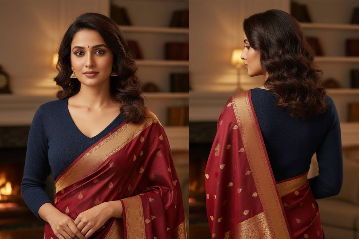 V Neck Woolen Blouse Sweater