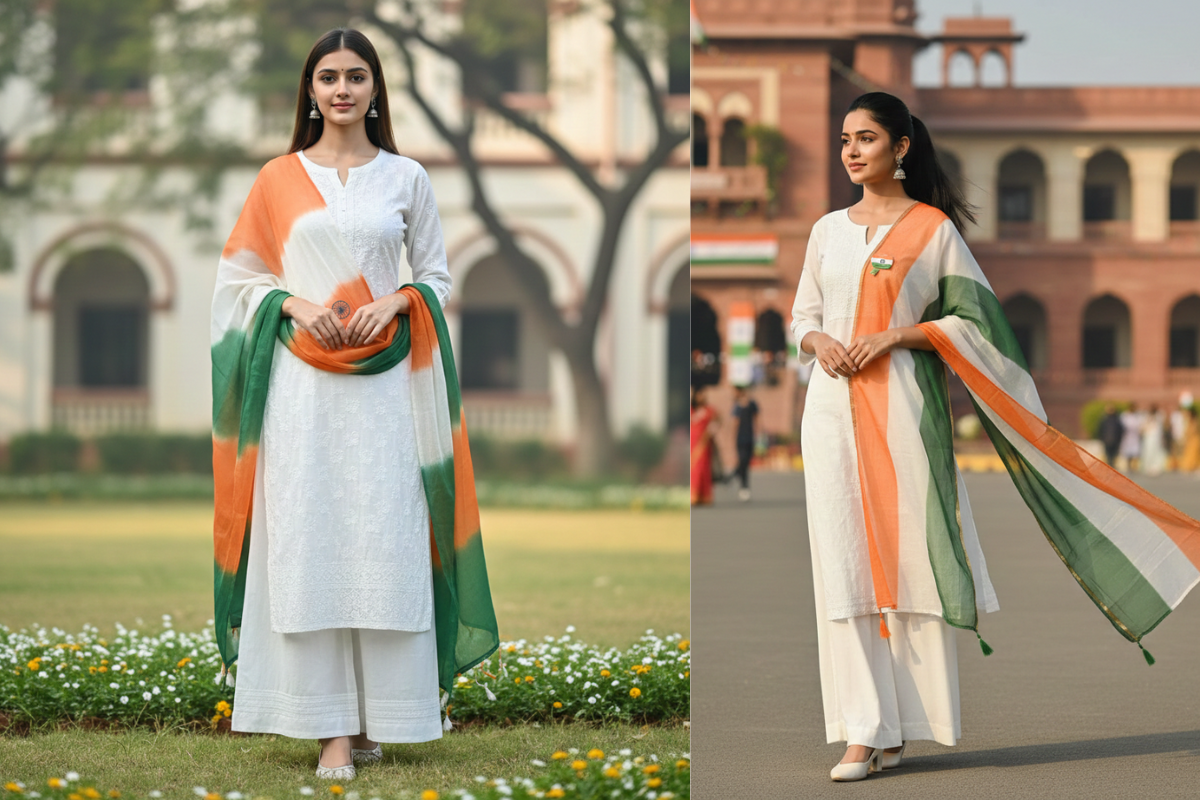 White Kurta Palazzo Outfit For Republic Day
