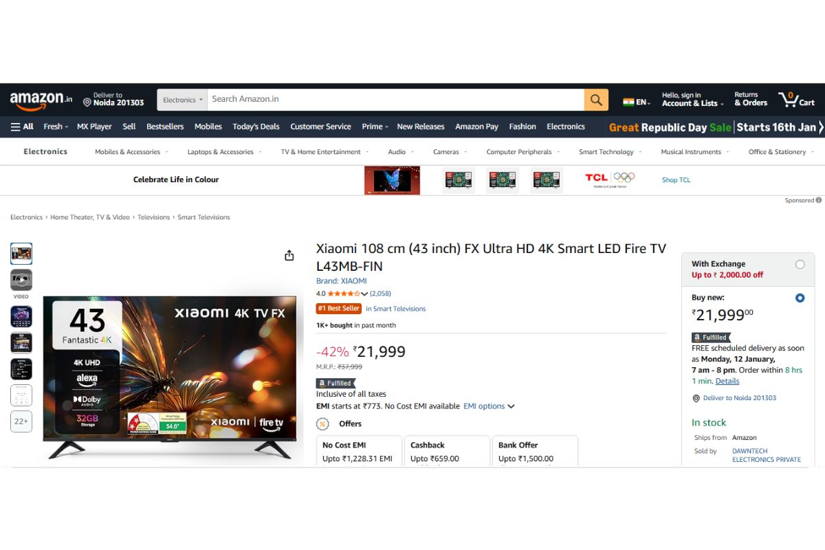 धड़ाम से गिरे 43 इंच 4K Smart Tv के दाम, पिक्चर और साउंड ऐसे कि रूम बन जाए सिनेमाहॉल, देखें लिस्ट 4 Xiaomi Fx Ultra Hd 4K Smart Led (43 Inch)