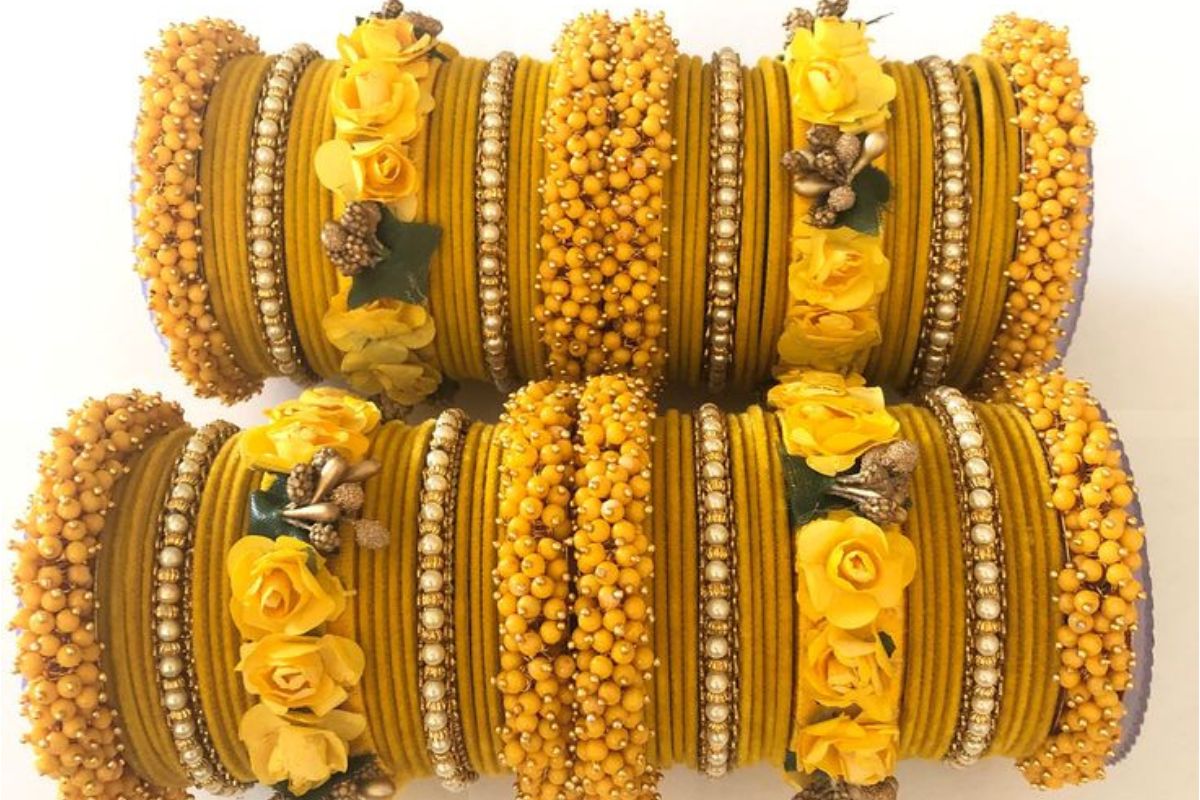 Yellow Bangles Designs For Basant Panchami