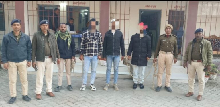 हथियार के साथ आमस से तीन युवक धराये