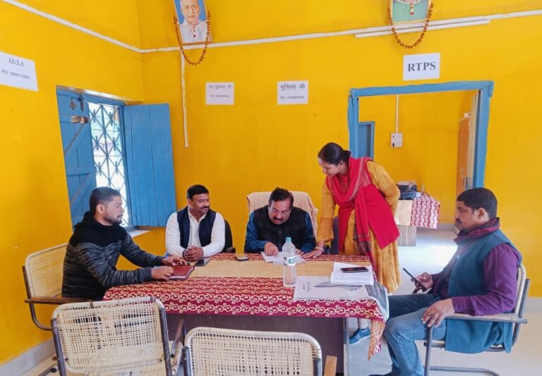 बीडीओ ने पंचायत भवन में चल रहे कार्यों का किया निरीक्षण