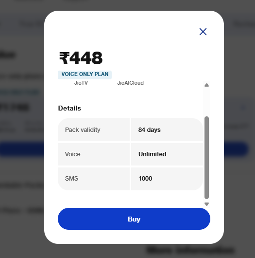 448 रुपये में 84 दिन की वैलिडिटी, कॉलिंग लवर्स के लिए परफेक्ट है Jio का ये प्लान 1 जियो का 448 रुपये वाला प्लान