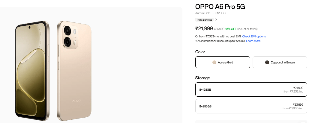 Oppo A6 Pro 5G की कीमत