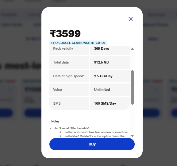 जियो का एनुअल प्लान 