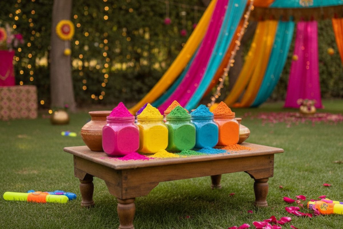 इस बार की होली पार्टी को बनाएं यादगार, कम खर्च में ऐसे प्लान करें Home Garden Party 2 Diy Herbal Gulal Station Setup