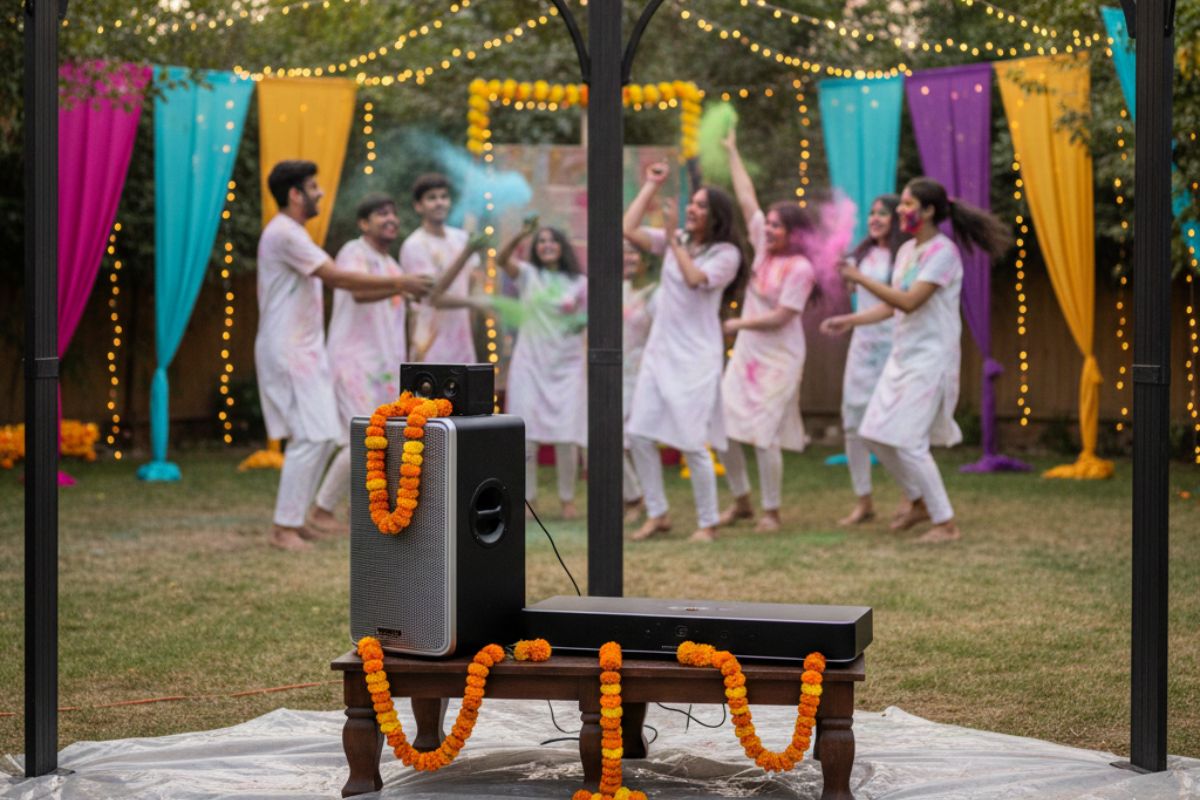 इस बार की होली पार्टी को बनाएं यादगार, कम खर्च में ऐसे प्लान करें Home Garden Party 4 Holi Party Music Setup Bluetooth Speaker
