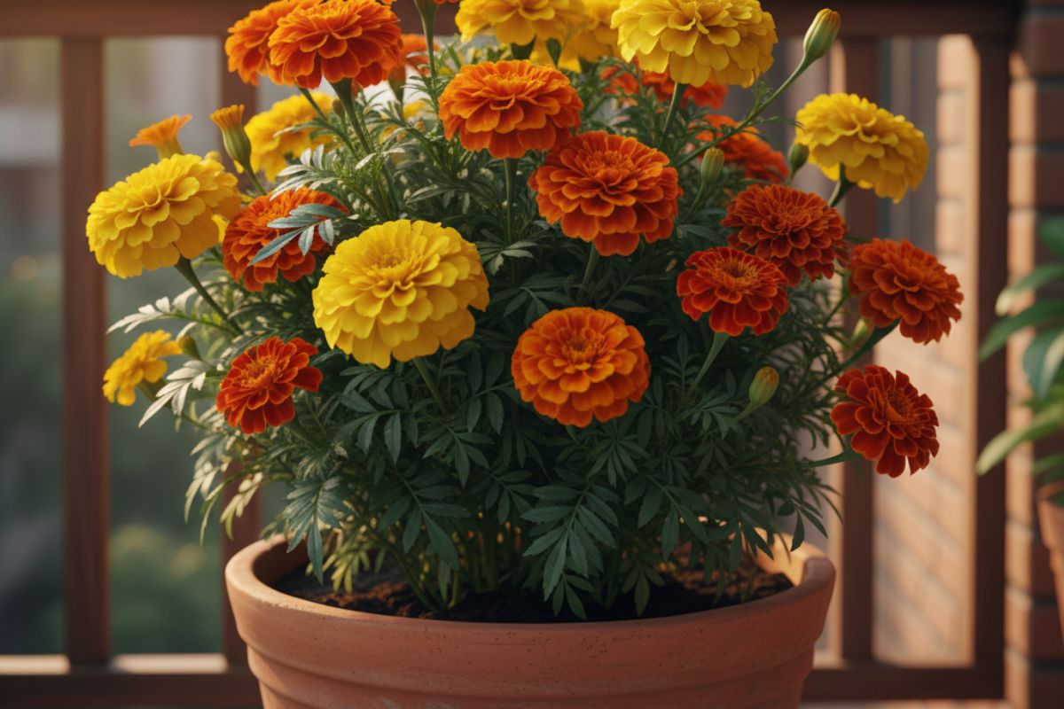 अपनी बालकनी को फूलों से महकाने के लिए लगाएं ये 5 बजट प्लांट्स 2 Marigold Flowers Pot Gardening