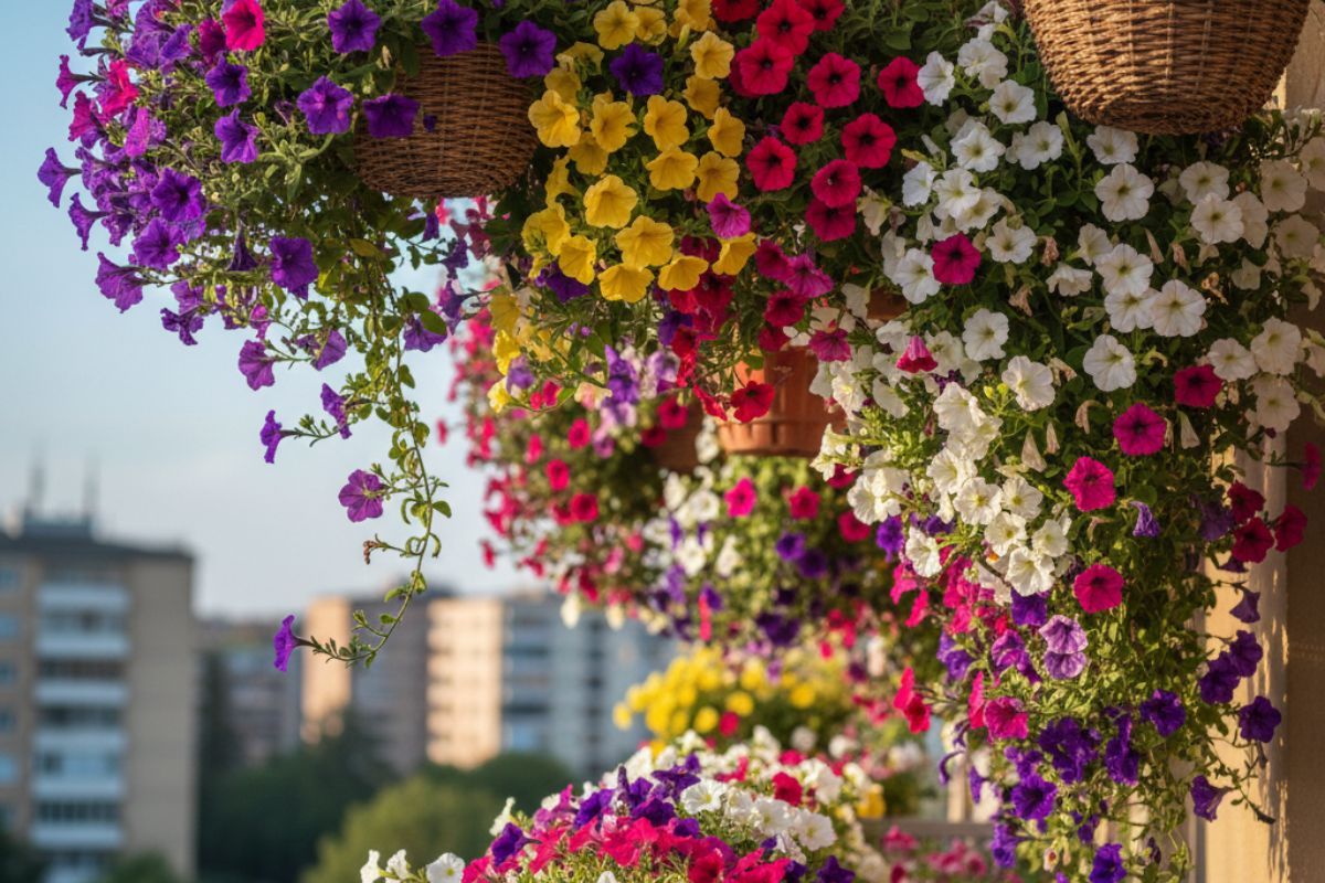 अपनी बालकनी को फूलों से महकाने के लिए लगाएं ये 5 बजट प्लांट्स 1 Petunia Hanging Balcony Plants
