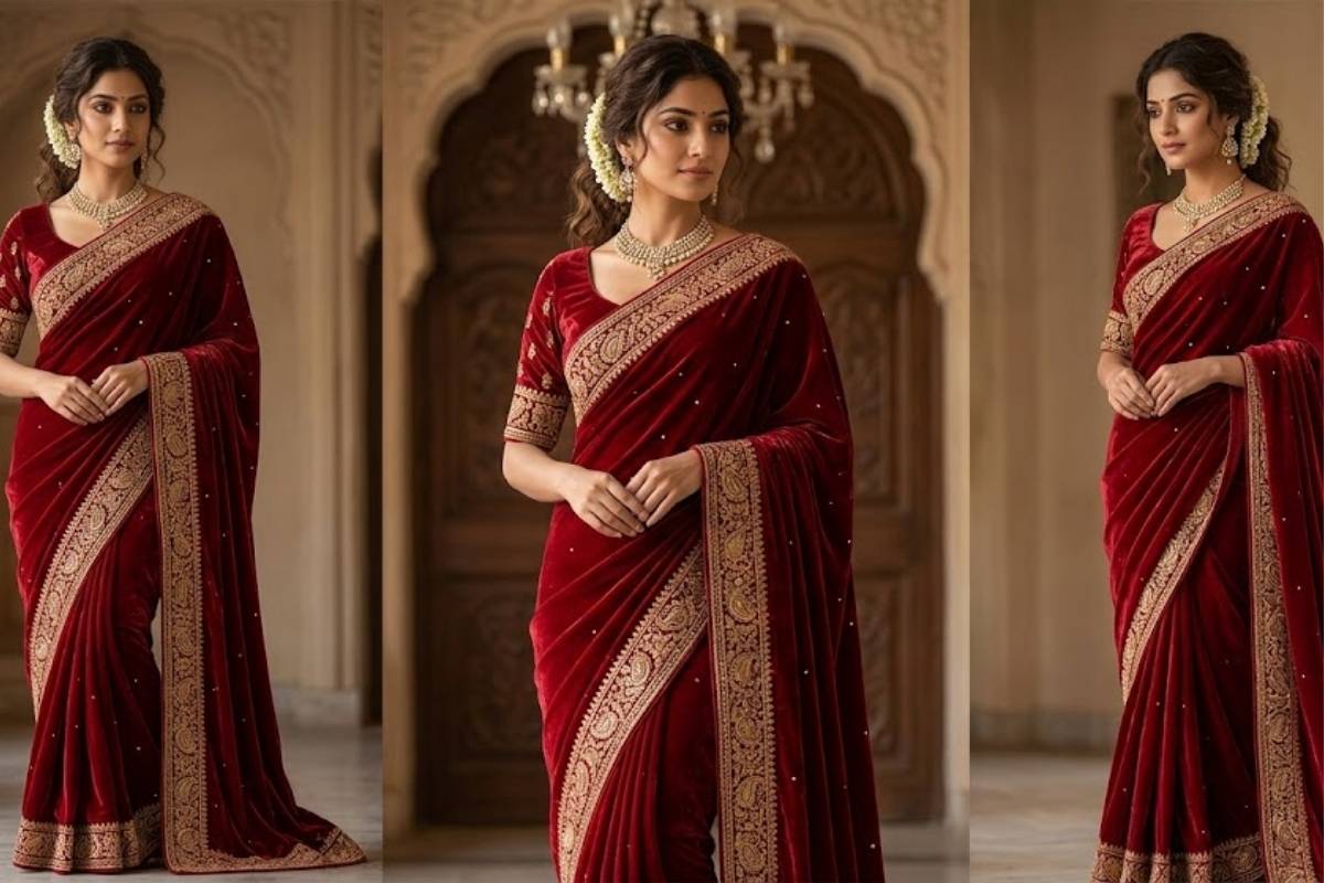 Red Velvet Saree (Ai Image)