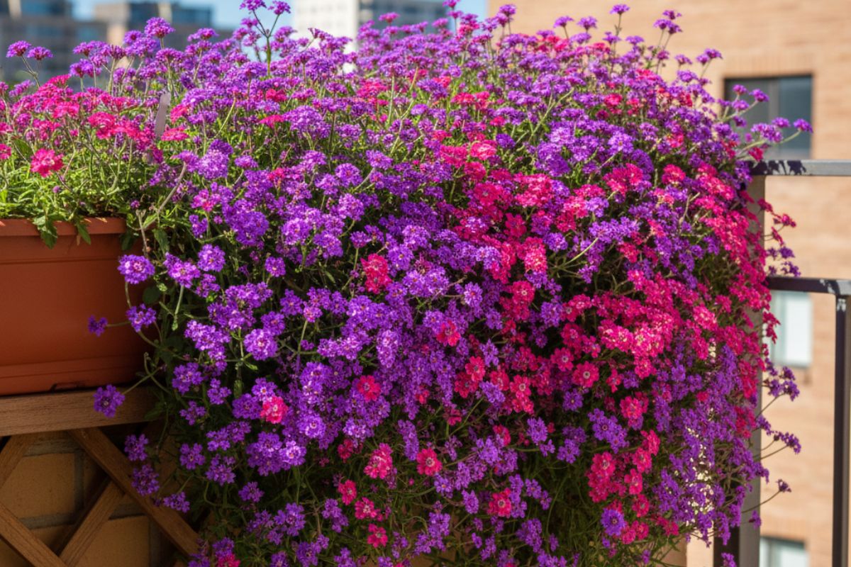 अपनी बालकनी को फूलों से महकाने के लिए लगाएं ये 5 बजट प्लांट्स 4 Verbena Cascading Balcony Flowers