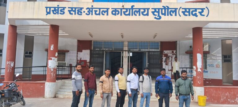 राजस्व कर्मचारियों ने काला पट्टी बांधकर किया काम