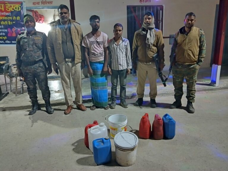 सीमावर्ती क्षेत्र में पुलिस की बड़ी कार्रवाई, 65 लीटर शराब जब्त